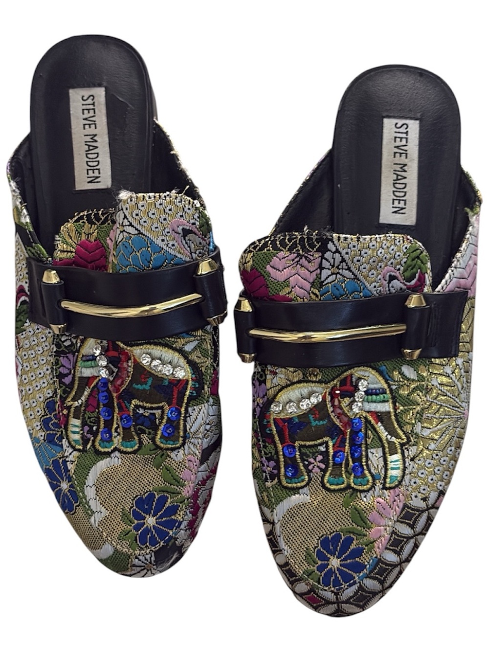 Steve Madden Kera Embroidered Elephant Tapestry Loafer Mules Size 7.5